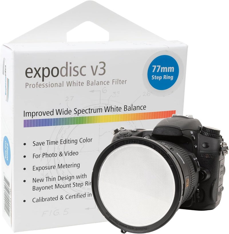 ExpoDisc v3 Professional White Balance Filter (77mm) - Save Time Editing with a Quick and Easy White Balance - Image 1
